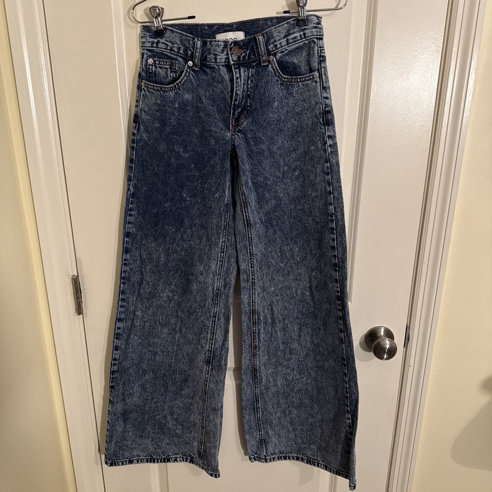 Urban Outfitters Wide Leg Flare Jeans - Dark Wash Blue